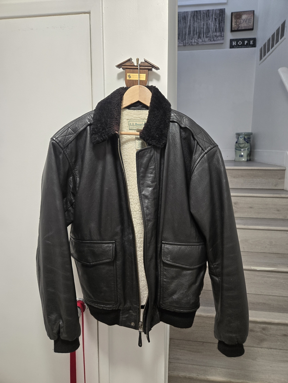 L.L. Bean Shearling GOATskin Flight/bomber Jacket Size L Regular